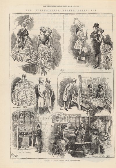 Skisser av antikke kostymer og av det gamle London av Alfred Chantrey Corbould