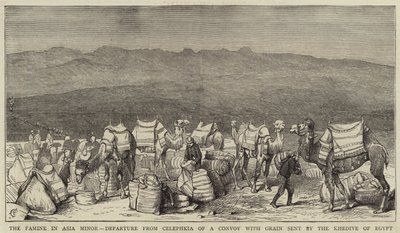 Hungersnøden i Lilleasia, avgang fra Celephkia av en konvoi med korn sendt av Khedive i Egypt av Alfred Chantrey Corbould