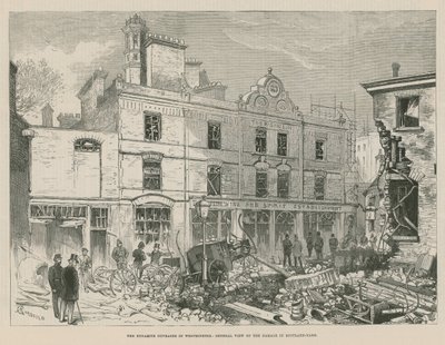 Dynamittovergrepene i Westminster; Generell oversikt over skadene i Scotland Yard av Alfred Chantrey Corbould