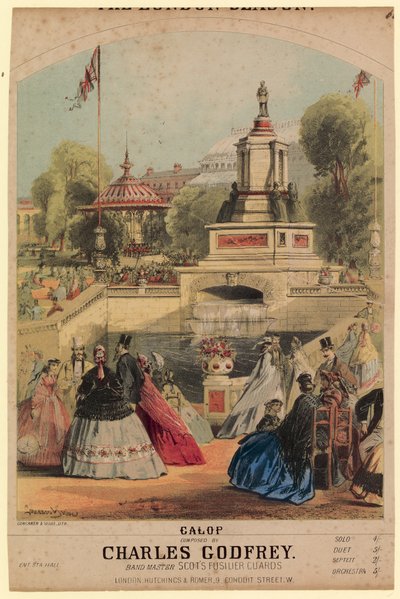 Galopp. Viser Royal Horticultural Society-hagen opprettet for å falle sammen med 1862-utstillingen av Alfred Concanen