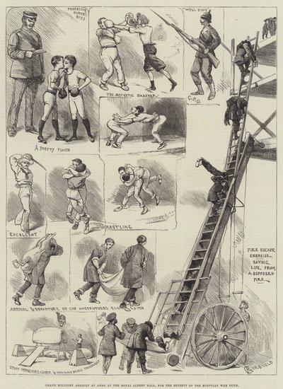 Grand Military Assault at Arms i Royal Albert Hall, til fordel for det egyptiske krigsfondet av Alfred Courbould