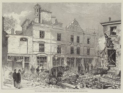 The Dynamite Outrages i Westminster, General View of the Damage in Scotland-Yard av Alfred Courbould