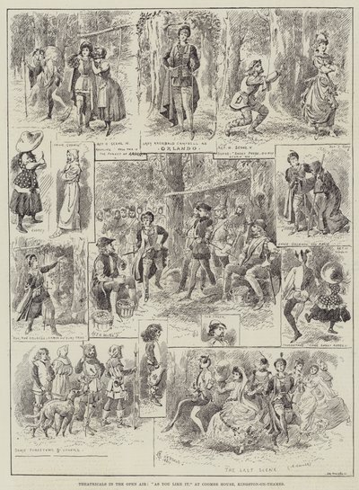 Teater i friluft, som du liker det, på Coombe House, Kingston-on-Thames av Alfred Courbould