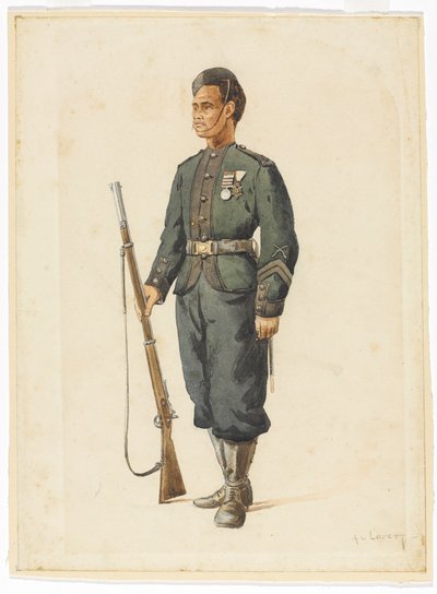 Rifleman fra 4th Gurkha Regiment i drill-rekkefølge av Alfred Crowdy Lovett
