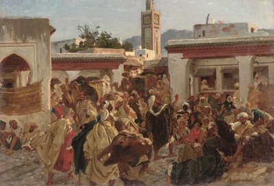 Marokkansk gatescene (olje på lerret) av Alfred Dehodencq