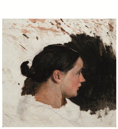 Portrett av en jente (olje på papir) av Alfred Dehodencq