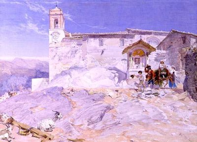 Sta Rocco, Olevano (akvarell på papir) av Alfred Downing Fripp