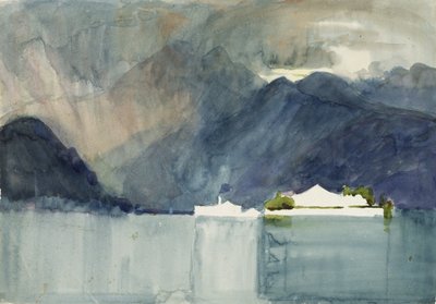 En sveitsisk innsjø (wc) av Alfred East