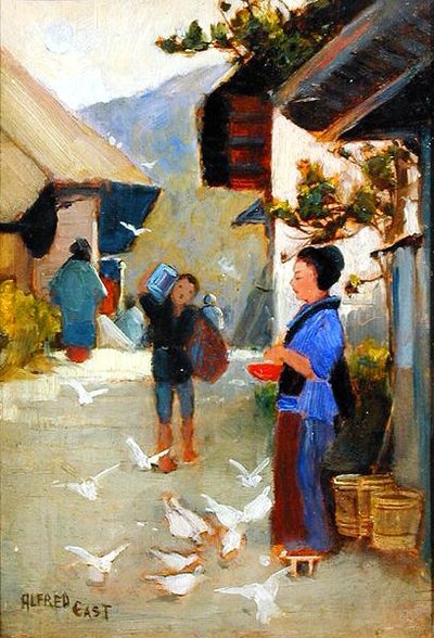 Village on the To-kai-do, ca. 1889 (olje på panel) av Alfred East