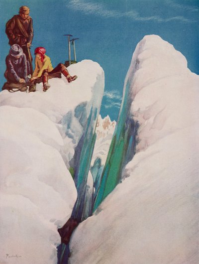 Bresprekken, Fjellklatringstragedien, tegning av Alfred Bestall (1892–1986) fra The Tatler, nr. 1366, 31. august av Alfred Edmeades Bestall