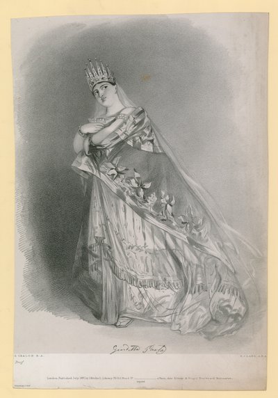 Giuditta Pasta, gravert av R.J. Lane, utgitt juli 1837 av Alfred Edward Chalon