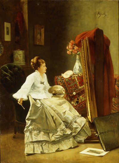 Kunstner på jobb av Alfred Emile Stevens