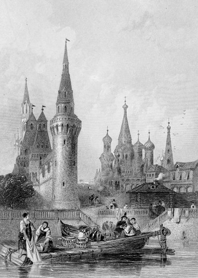 Vasili Blagennoi-kirken, Moskva, gravert av J. H. Kernot, ca. 1844 av Alfred Gomersal Vickers