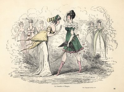 Karikatur av kostymer fra konsulatet og det første imperiet, Frankrike av Alfred Grevin