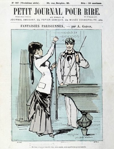 Parisiske fantasier av A. Grévin: Vel, hvis du ikke har noe imot, fetteren min, vil vi kalle det en erme. Biljardspiller - cover av "Little Diary for Laughs" fra desember 1903 av Alfred Grevin