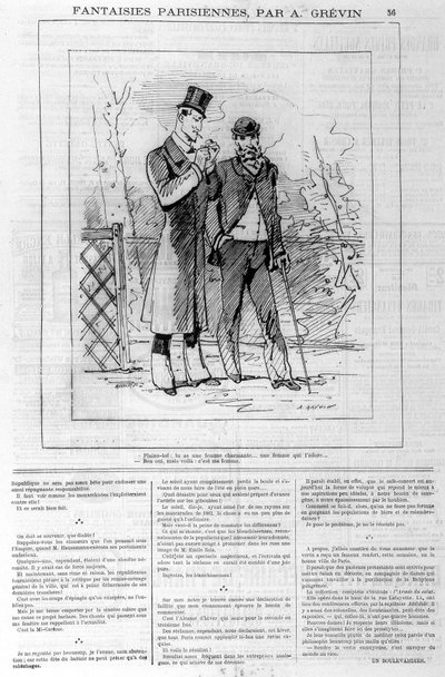 Parisiske fantasier av A. Grévin: "" klager: du har en sjarmerende kvinne... en kvinne som elsker deg..." _ "" Ja, men her er: hun er min kone""". I "" Le charivari"", den 18/03/1882. av Alfred Grevin