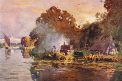 En ålefisker på Bure, Norfolk av Alfred Heaton Cooper