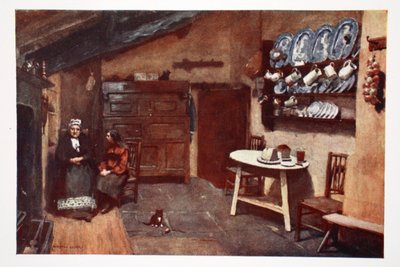 Et gammelt vertshuskjøkken, Coniston, fra en portefølje av trykk fra de originale akvarellene, ca. 1920 av Alfred Heaton Cooper
