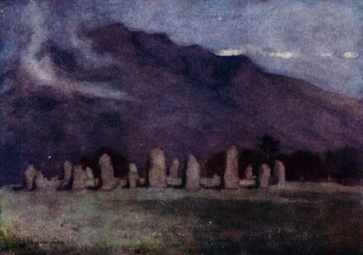 Castlerigg Stone Circle, Cumbria (farge litho) av Alfred Heaton Cooper