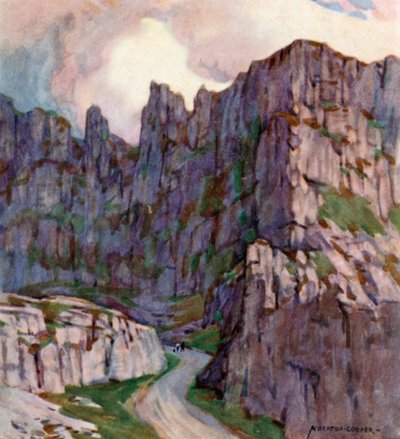Cheddar Gorge (farge litho) av Alfred Heaton Cooper