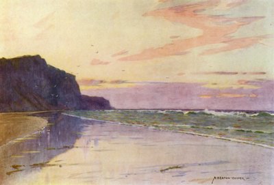Danmark: Danmarks vestligste punkt, nær Esbjerg (farge litho) av Alfred Heaton Cooper