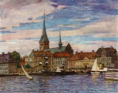 Danmark: Helsingør, "Helsingør" til Shakespeare (fargemedlemmer) av Alfred Heaton Cooper