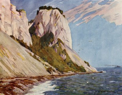 Denmark: Isle of Moen, Moens Klint (colour litho) av Alfred Heaton Cooper