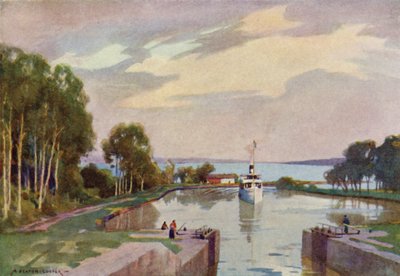 Sjotorp sluser, Göta kanal av Alfred Heaton Cooper