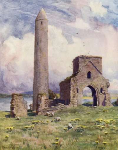 The Round Tower and Abbey, Devenish Isle av Alfred Heaton Cooper