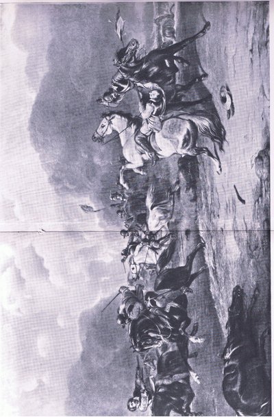 Retreatet ved Naseby: 14. juni 1645, illustrasjon fra British Battles on Land and Sea, 1915 av Alfred Heaton Cooper