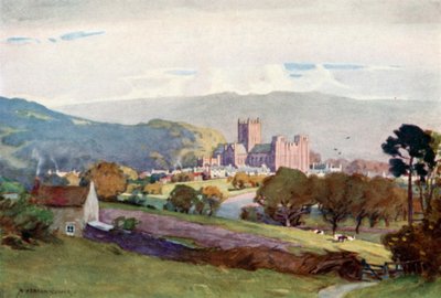 Wells, fra Milton Hill (farge litho) av Alfred Heaton Cooper