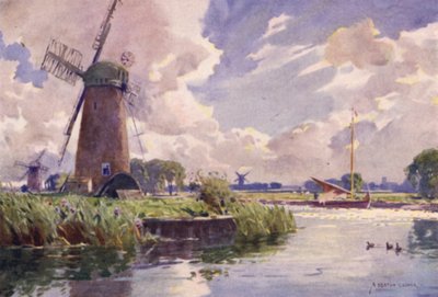 Vindmøller på Thurne, Norfolk av Alfred Heaton Cooper