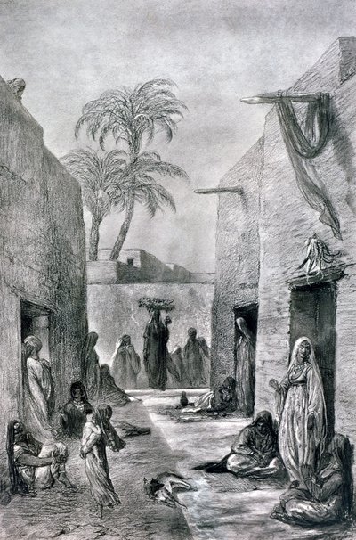 A Street of Almees egyptiske dansende jenter, Egypt, 1872 av Alfred Henri Darjou