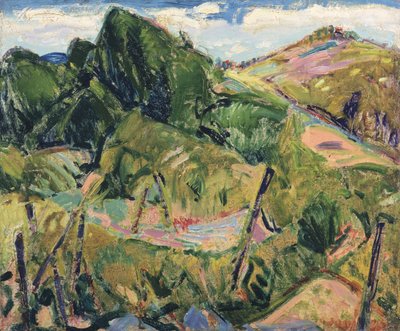 Landskap, ca. 1916 (verso av 327404) (olje på gessoed-brett) av Alfred Henry Maurer