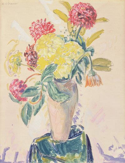 Zinnias, ca. 1926 (wc, gouache og kull på papir) av Alfred Henry Maurer