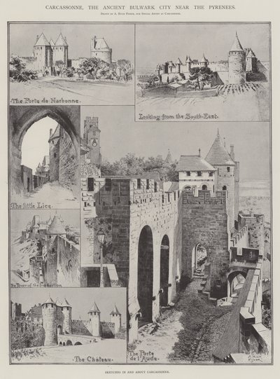 Carcassonne, den gamle bolverksbyen nær Pyreneene av Alfred Hugh Fisher