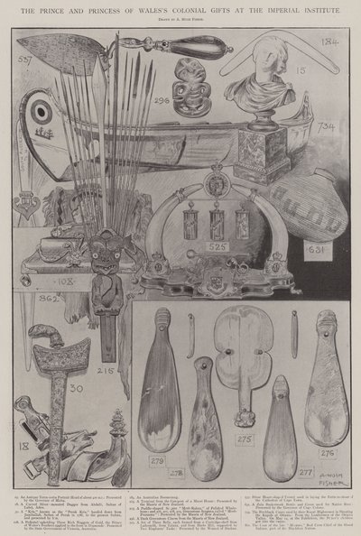 Prinsen og prinsessen av Wales sine koloniale gaver ved Imperial Institute av Alfred Hugh Fisher