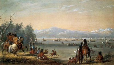 En indisk landsby. Verk av Alfred Jacob Miller (1810-1874) av Alfred Jacob Miller