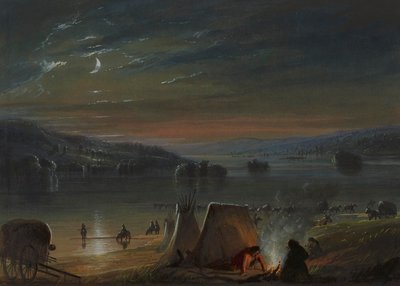 Kryssing av elven: måneskinn av Alfred Jacob Miller