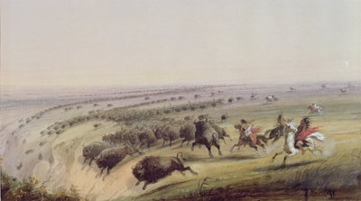 Jakt på bøffel, 1837 av Alfred Jacob Miller
