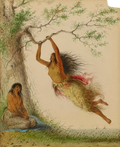 Indiske jenter som svinger, 1860. av Alfred Jacob Miller