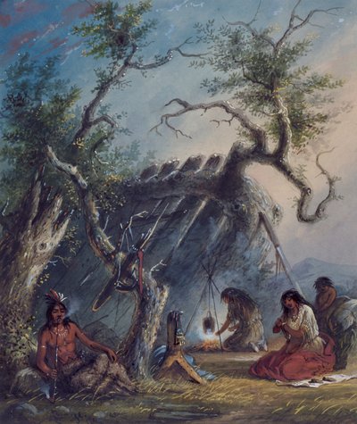 Indiansk hytte av Alfred Jacob Miller