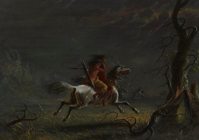 Indianere i en storm: nattescene av Alfred Jacob Miller