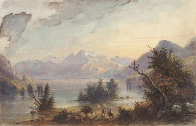 Lake Scene, Rocky Mountains, ca. 1837 (akvarell på papir) av Alfred Jacob Miller