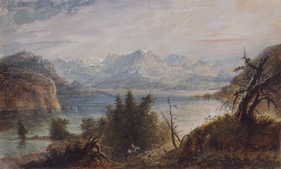Lake, Wind River Chain of Mountains, ca. 1837 (akvarell på papir) av Alfred Jacob Miller