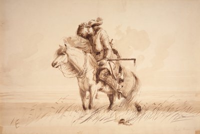 Lost Green Horn, ca. 1850 (blyant, penn og blekk, og vask på lerret) av Alfred Jacob Miller