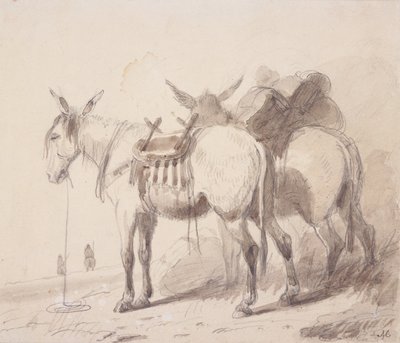Muleutstyr, ca. 1837 (blyant og vask på papir) av Alfred Jacob Miller