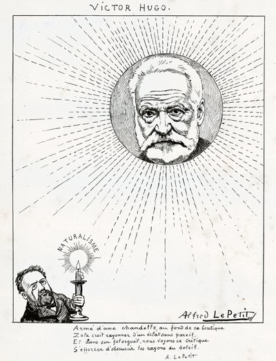 Karikatur av Victor Hugo og Emile Zola., ca. 1875-1880 (gravering) av Alfred Le Petit