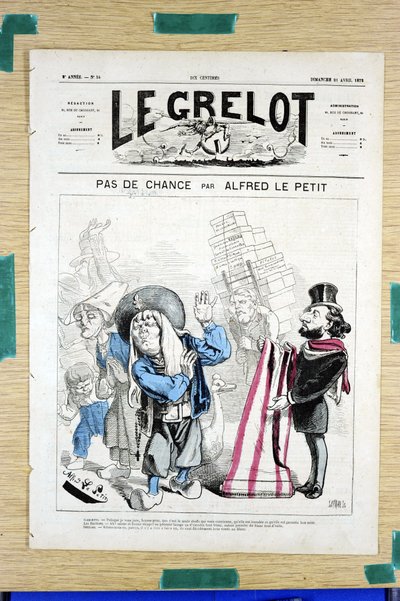Omslag til “”Le Grelot””, nummer 54, Satirical in Colors av Alfred Le Petit