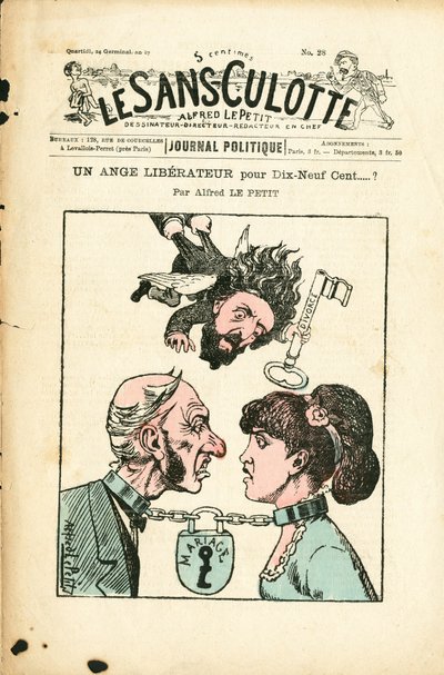Omslag av “” Le Sans-Panlotte ””, nummer 28, Satirique en Couleurs av Alfred Le Petit